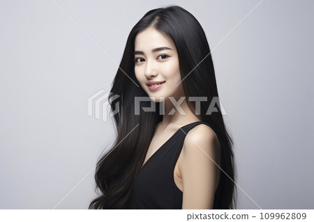 長黑髮的日本女人 109962809