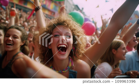 Christmas Fireworks  a crowd enjoying a colorful fireworks show on Christmas night AI generated 109963396