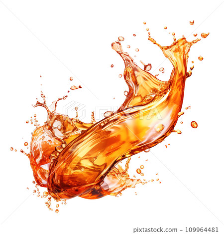 Refreshing cola drink with fizzy bubbles, featuring a lively splash on a clear background, perfect for summer refreshment, food and drink background, Ai generative 109964481