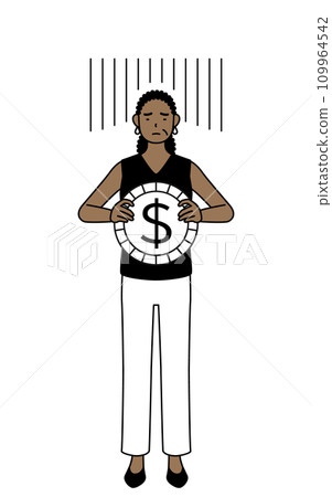 Image of foreign exchange losses and weak dollar, African senior woman Image of foreign exchange losses and weak dollar, African senior woman 109964542