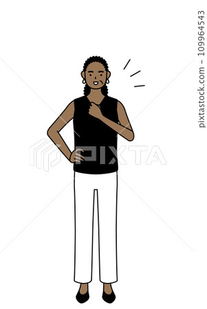 African senior woman claps her chest 109964543