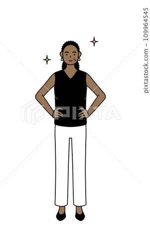 雙手放在臀部的非洲高級女性 109964545