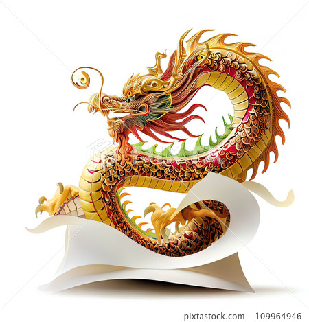 orient dragon with curve paper orient dragon with curve paper 109964946