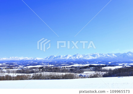 藍天和冬季北海道風景 109965573