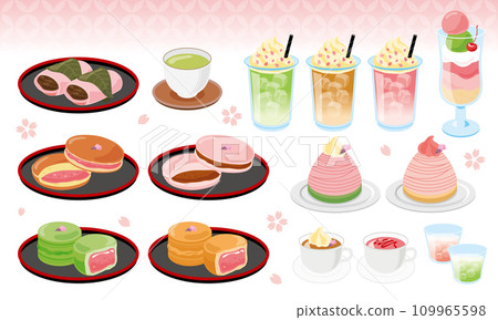 cherry blossom sweets and drinks 109965598