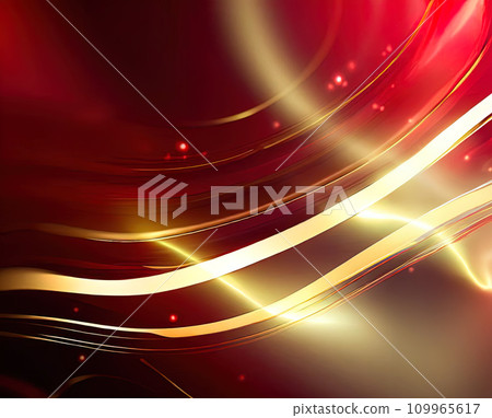 Luxury red color background with golden line elements and curve light effect decoration and bokeh  109965617