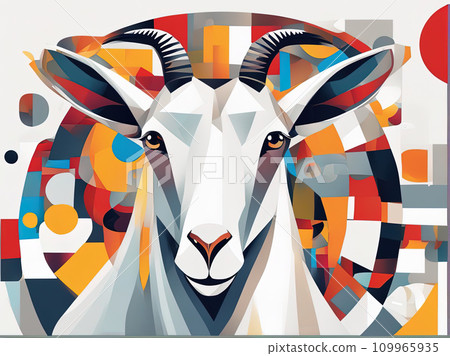 abstract painting face of a goat abstract painting face of a goat 109965935