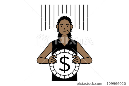 Image of foreign exchange losses and weak dollar, African senior woman Image of foreign exchange losses and weak dollar, African senior woman 109966020