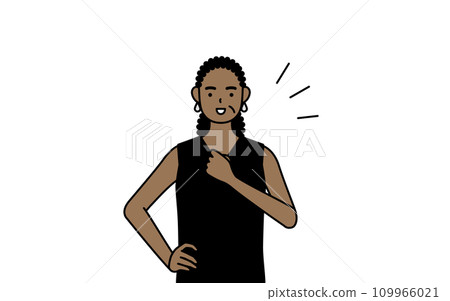 African senior woman claps her chest 109966021