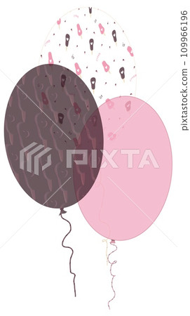 Isolated illustration of flying balloons with different pattern on white background. Balloons for holiday,birthday.  109966196