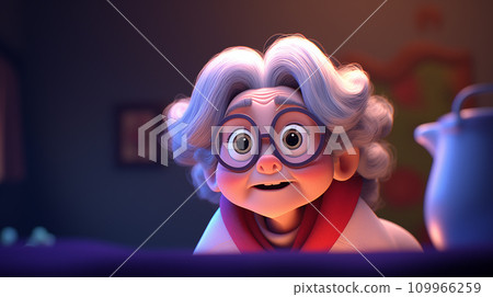 卡通慈祥的老奶奶插画图片 109966259