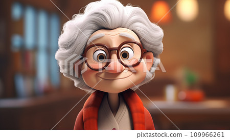 卡通慈祥的老奶奶插画图片 109966261