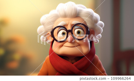 卡通慈祥的老奶奶插画图片 109966264