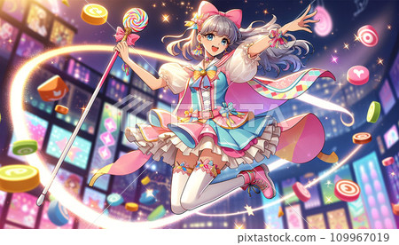 Magical girl anime style character illustration Generative AI 109967019