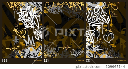 Cool Abstract Urban Style Hiphop Graffiti Street Art Vector Illustration Background Template 109967144