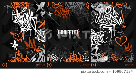 Dark Abstract Urban Style Hiphop Graffiti Street Art Vector Illustration Background Template 109967154