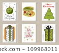 Christmas hand drawn card set. Doodle vector illustration. 109968011