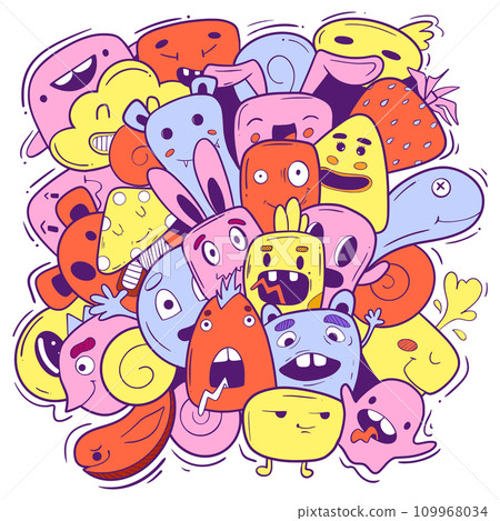 cute funny doodle characters, monsters for kids cute funny doodle characters, monsters for kids 109968034