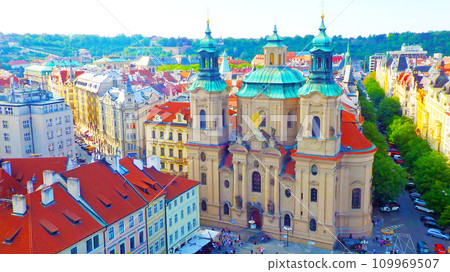 Beautiful view from Prague Old Town Hall observation deck St. Michael's Church Beautiful view from Prague Old Town Hall observation deck St. Michael's Church 109969507