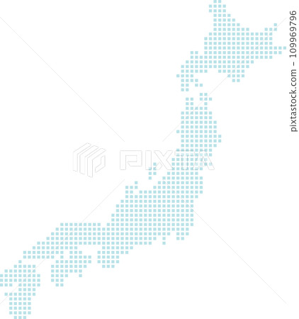 Map of Japan with blue dots (squares) 109969796
