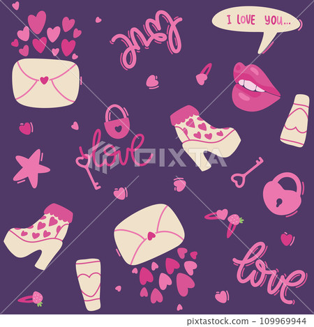 Love violet seamless pattern. Valentines day Love violet seamless pattern. Valentines day 109969944