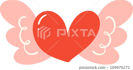 Cute Valentine heart with wings illustration Cute Valentine heart with wings illustration 109970272