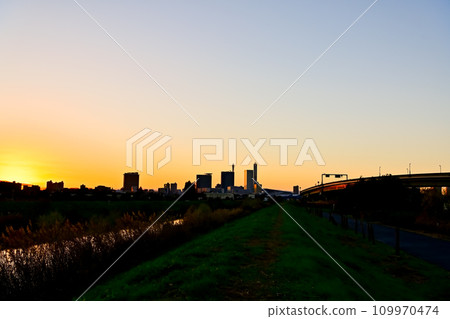 Evening view of Saitama city 109970474