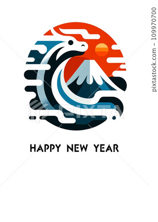 New Year's card Year of the Dragon White background material 109970700