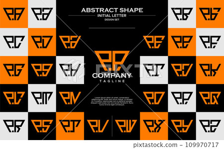 Set of simple trapezoid shape letter P PP logo design Set of simple trapezoid shape letter P PP logo design 109970717