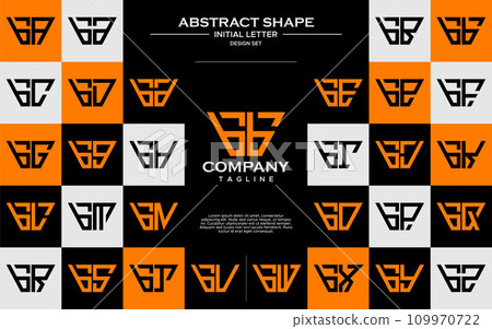 Set of trapezoid shape lowercase letter B BB logo design 109970722