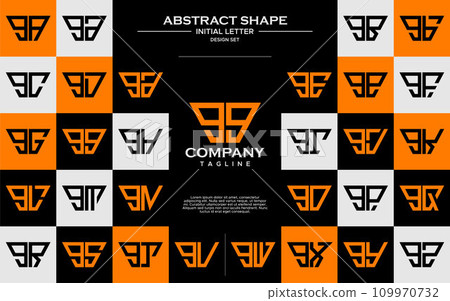 Set of trapezoid shape lowercase letter G GG logo, number 9 99 design Set of trapezoid shape lowercase letter G GG logo, number 9 99 design 109970732