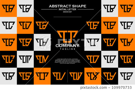 Set of simple trapezoid shape letter T TT logo design 109970733