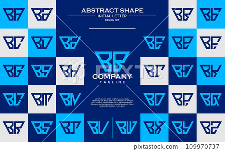 Modern line abstract trapezium letter B BB logo design set 109970737