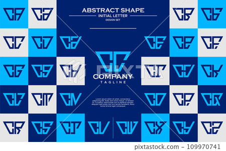 Modern line abstract trapezium letter C CC logo design set 109970741