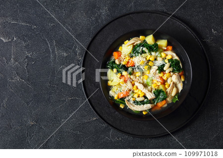 Chicken and white bean soup with veggies, corn 109971018