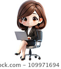 Businesswoman sit chair use device netbook online communicate 109971694