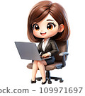Businesswoman sit chair use device netbook online communicate 109971697