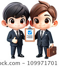 Businessmen holding contract and thumbs up. 109971701