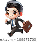 Businessman running with briefcase 109971703
