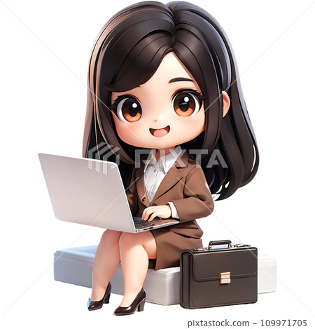 businesswoman sit chair use device netbook online communicate 109971705