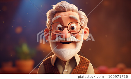 手绘卡通慈祥的老爷爷插画素材 109971716