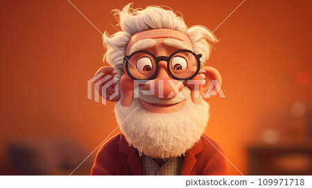 手绘卡通慈祥的老爷爷插画素材 109971718