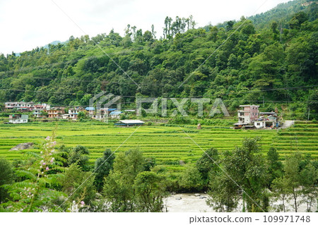 Rural scenery on the outskirts of Kathmandu, Nepal Rural scenery on the outskirts of Kathmandu, Nepal 109971748