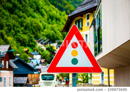 Bright road sign on the steet Bright road sign on the steet 109973690
