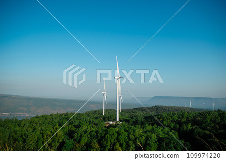 Wind turbines produce electricity the clean energy. 109974220