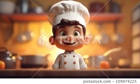 手绘卡通厨师插画素材 109974225