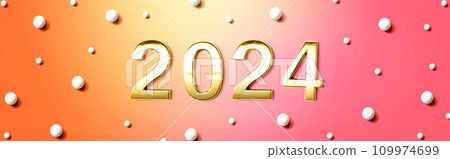 2024 new year theme with white candy dots 109974699