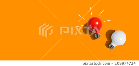 Red and white light bulbs 109974724