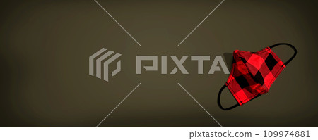 Red flannel face mask overhead view 109974881