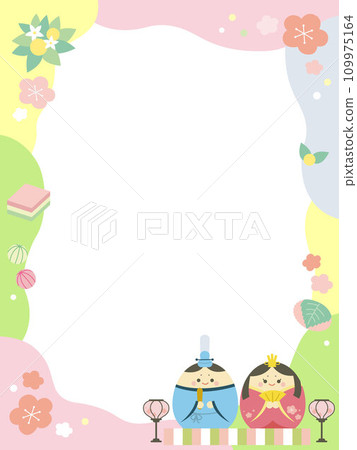 可愛的女兒節框架 109975164